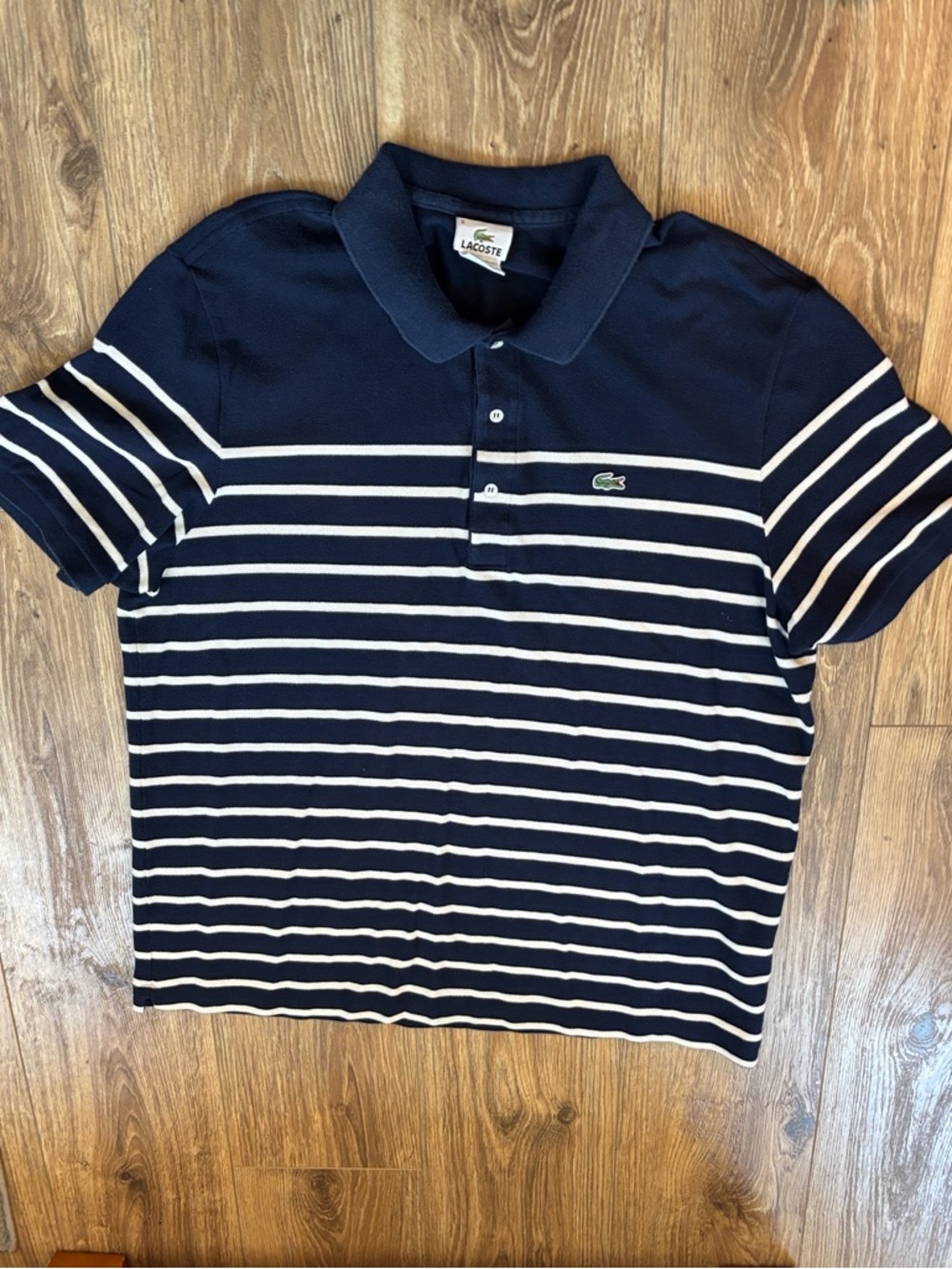 Lacoste Navy & White Striped Men’s Polo